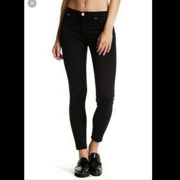PAIGE Dylan Straight Undone Jeans Frayed cuffs Ankle Skinny Faded Black Denim 25 - Picture 1 of 10